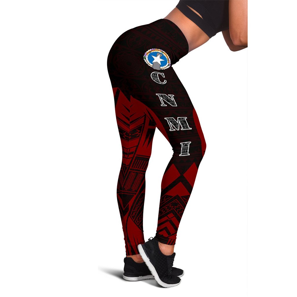 Northern Mariana Islands Polynesian Leggings - Polynesian Tattoo Red Version Red - Polynesian Pride