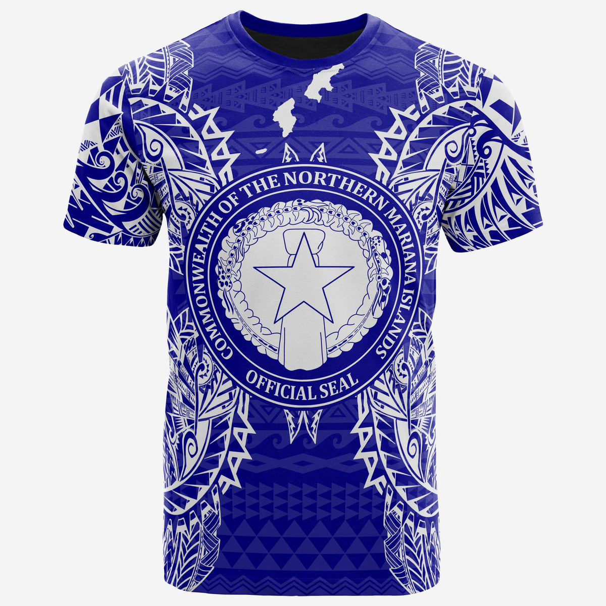 Northern Mariana Islands All T Shirt Northern Mariana Islands Seal Map Polynesian Tattoo Blue Unisex Blue - Polynesian Pride