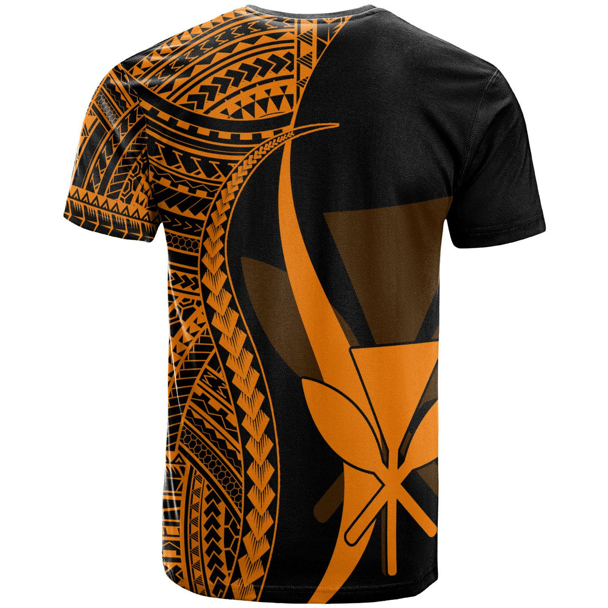 Hawaii T Shirt Kanaka Maoli Orange Polynesian Tentacle Tribal Pattern - Polynesian Pride