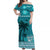 (Custom Personalised) Bula Fiji Off Shoulder Long Dress Fijian Tapa with Palm Tree Turquoise LT13 Women Turquoise - Polynesian Pride