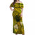 (Custom Personalised) Hawaii Pineapple Off Shoulder Long Dress Yellow Plumeria Frangipani Mix Tribal Pattern LT13 Women Yellow - Polynesian Pride