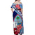 Guam Chamorro Off Shoulder Long Dress Happy Liberation Day Latte Stone LT13 - Polynesian Pride