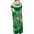 Cook Islands Tatau Off Shoulder Long Dress Symbolize Passion Stars Polynesian Turtle Green LT13 - Polynesian Pride