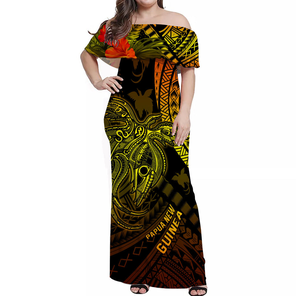 (Custom Personalised) Papua New Guinea Off Shoulder Long Dress Raggiana Birds Of Paradise Special 01 LT13 Women Art - Polynesian Pride