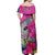 (Custom Personalised) Fiji Tapa Off Shoulder Long Dress Pink Fijian Masi Be Loved Hibiscus LT13 - Polynesian Pride