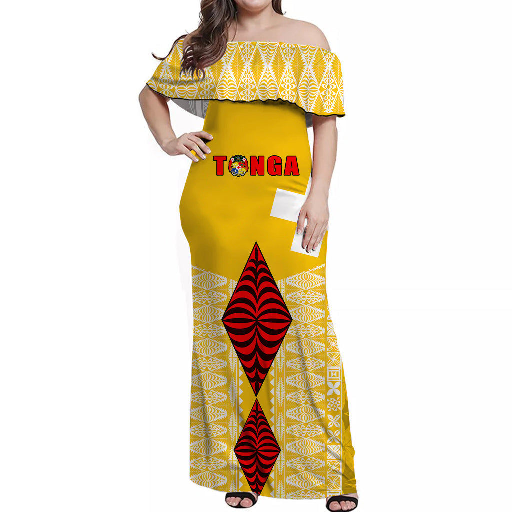 Tonga Rugby Off Shoulder Long Dress Kupesi Ngatu Ver.03 LT13 Women Art - Polynesian Pride