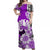 Tahiti Islands Off Shoulder Long Dress Polynesian Shark Mix Tropical Flowers Purple Style LT14 Women Purple - Polynesian Pride