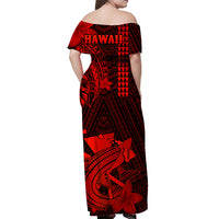 (Custom Personalised) Hawaii Off Shoulder Long Dress Kakau Kanaka Maoli Combine Polynesian Shark Ver.06 LT14 - Polynesian Pride