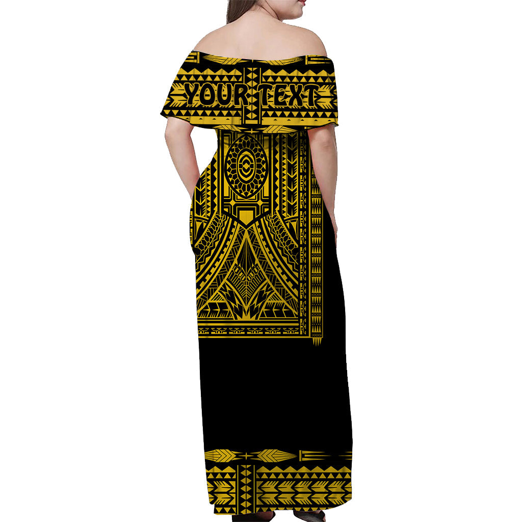 Custom Polynesian Tribal Matching Dress and Hawaiian Shirt Dashiki with Polynesian Tattoo Royal Golden Version LT14 - Polynesian Pride