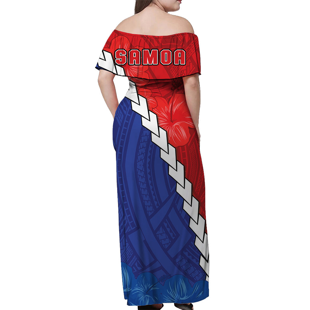 Happy Samoan Fathers Day Off Shoulder Long Dress Hibiscus Mix Polynesian Pattern LT14 - Polynesian Pride