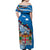 Fiji Off Shoulder Long Dress Fijian Drua Mix Tagimaucia Flower Blue Style LT14 - Polynesian Pride