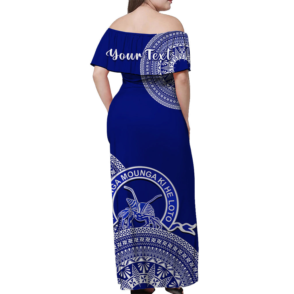 (Custom Personalised) Queen Salote Tonga College Off Shoulder Long Dress Class Of Year Tongan Ngatu Pattern LT14 - Polynesian Pride
