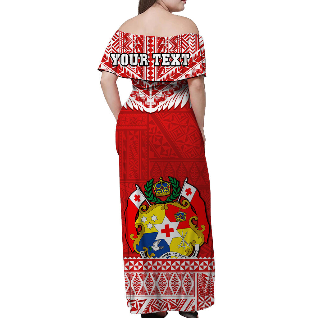 (Custom Text And Number) Tonga Rugby Matching Dress and Hawaiian Shirt Mate Maa Tonga Pacific Ngatu White LT14 - Polynesian Pride