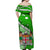 Fiji Off Shoulder Long Dress Fijian Drua Mix Tagimaucia Flower Green Style LT14 - Polynesian Pride