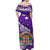 (Custom Personalised) Fiji Off Shoulder Long Dress Fijian Drua Mix Tagimaucia Flower Purple Style LT14 - Polynesian Pride