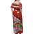 Fiji Off Shoulder Long Dress Fijian Drua Mix Tagimaucia Flower Red Style LT14 - Polynesian Pride