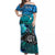 The Shaka Hawaii Off Shoulder Long Dress Tropical Flowers Blue Version LT13 Women Blue - Polynesian Pride