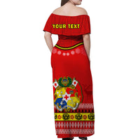 (Custom Personalised) Tonga Christmas Off Shoulder Long Dress Tongan Ngatu Kilisimasi Fiefia LT14 - Polynesian Pride
