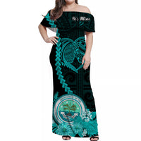 Custom Valentine Federated States of Micronesia Matching Hawaiian Shirt and Dress Heart Love Tropical Flowers Turquoise LT14 - Polynesian Pride