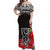 (Custom Personalised) Guam Chamorro Off Shoulder Long Dress Guaman Latte Stone Tropical Flowers Black Version LT14 Women Black - Polynesian Pride