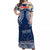 (Custom Personalised) Samoa Off Shoulder Long Dress Samoan Plumeria Flowers Mix Polynesian Pattern Ver.01 LT14 Women Blue - Polynesian Pride