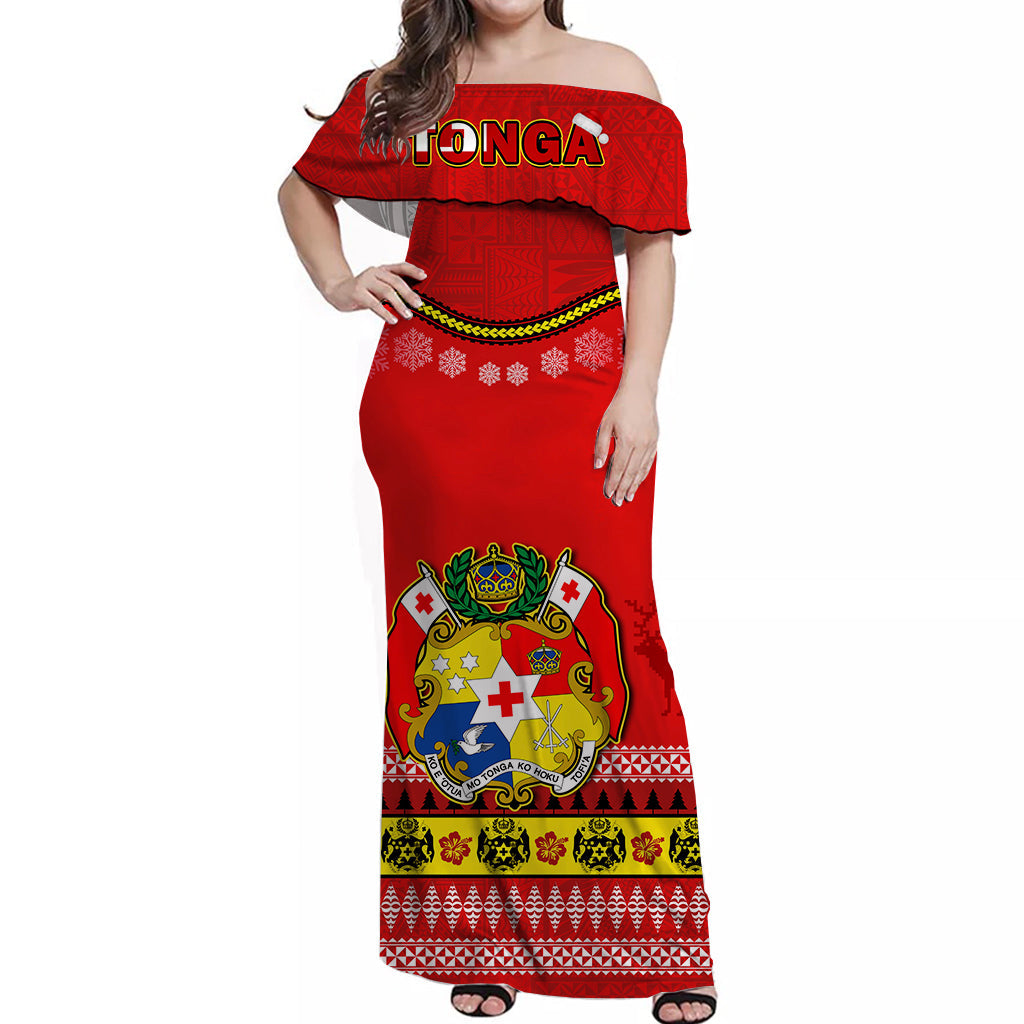 Custom Christmas Tonga Matching Dress and Hawaiian Shirt Tongan Ngatu Kilisimasi Fiefia LT14 - Polynesian Pride