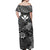 The Shaka Hawaii Off Shoulder Long Dress Tropical Flowers Gray Version LT13 - Polynesian Pride