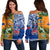 (Custom Personalised) Australia Wallabies And Toa Samoa Rugby Off Shoulder Sweater Aboriginal Mix Polynesian LT14 Women Blue - Polynesian Pride