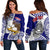 (Custom Personalised) American Samoa Independence Day Off Shoulder Sweater The Champions Womens State Of Origin 2023 LT14 Women Blue - Polynesian Pride