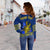 (Custom Personalised) Niue Off Shoulder Sweater Happy Constitution Day Niuean Hiapo Crab With Map LT14 - Polynesian Pride