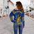 Niue Off Shoulder Sweater Happy Constitution Day Niuean Hiapo Crab With Map LT14 - Polynesian Pride