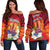 French Polynesia Off Shoulder Sweater Happy Internal Autonomy Day Special Version LT14 Women Red - Polynesian Pride