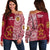 (Custom Personalised) Tonga Eua High School Off Shoulder Sweater Tongan Ngatu Pattern LT14 Women Maroon - Polynesian Pride