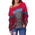 (Custom Personalised) Guam Chamorro Off Shoulder Sweater Latte Stone Red Polynesian Haligi LT13 - Polynesian Pride