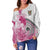 (Custom Personalised) Fiji Tapa Off Shoulder Sweater Pink Fijian Masi Be Loved Hibiscus LT13 - Polynesian Pride