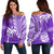 Fiji Rugby Sevens Off Shoulder Sweater Fijian 7s Tapa Polynesian Purple LT13 Women Purple - Polynesian Pride