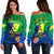 (Custom Personalised) Malampa Fiji Day Off Shoulder Sweater Vanuatu Polynesia mix Flowers LT13 Women Green - Polynesian Pride