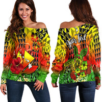 (Custom Personalised) Hawaii Flowers Off Shoulder Sweater Color Tribal Pattern Hawaiian LT13 Women Reggae - Polynesian Pride