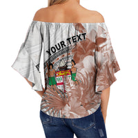 (Custom Personalised) Fiji Tapa Off Shoulder Waist Wrap Top White Fijian Masi Be Loved Hibiscus LT13 - Polynesian Pride