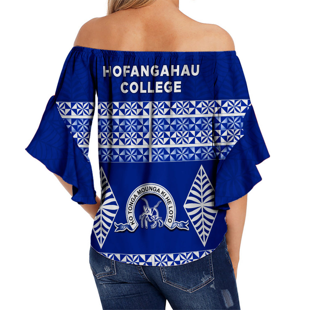 Hofangahau College Off Shoulder Waist Wrap Top Eua Tonga Pattern LT13 - Polynesian Pride