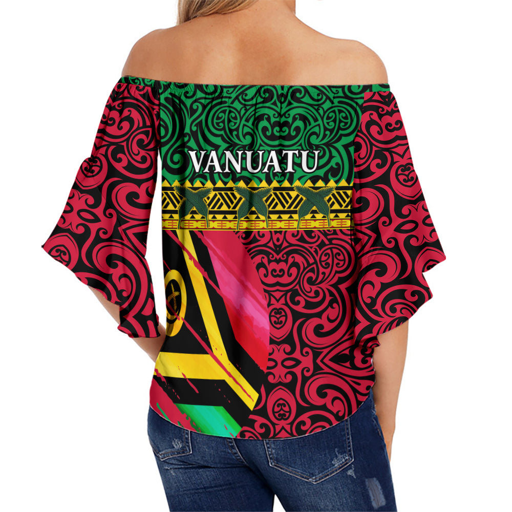 Vanuatu Dreamy Off Shoulder Waist Wrap Top Flag and Pattern LT13 - Polynesian Pride