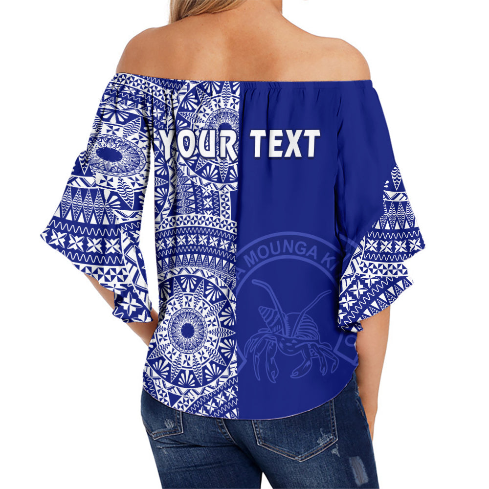 (Custom Personalised) Queen Salote Tonga College Off Shoulder Waist Wrap Top Tongan Ngatu Pattern LT14 - Polynesian Pride