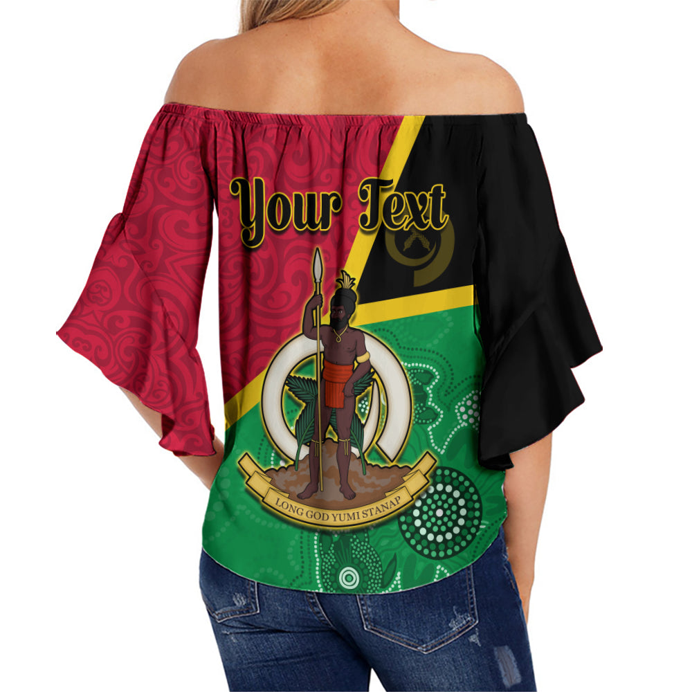 (Custom Personalised) Vanuatu Off Shoulder Waist Wrap Top Aboriginal Turtle Mix Sand Drawing LT13 - Polynesian Pride