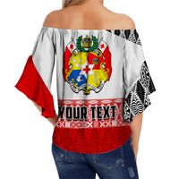 (Custom Personalised) Tonga Rugby Off Shoulder Waist Wrap Top Kupesi Ngatu Mate Maa Tonga LT13 - Polynesian Pride