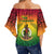 (Custom Personalised) Vanuatu Peaceful Off Shoulder Waist Wrap Top - 42nd Independence Anniversary LT13 - Polynesian Pride