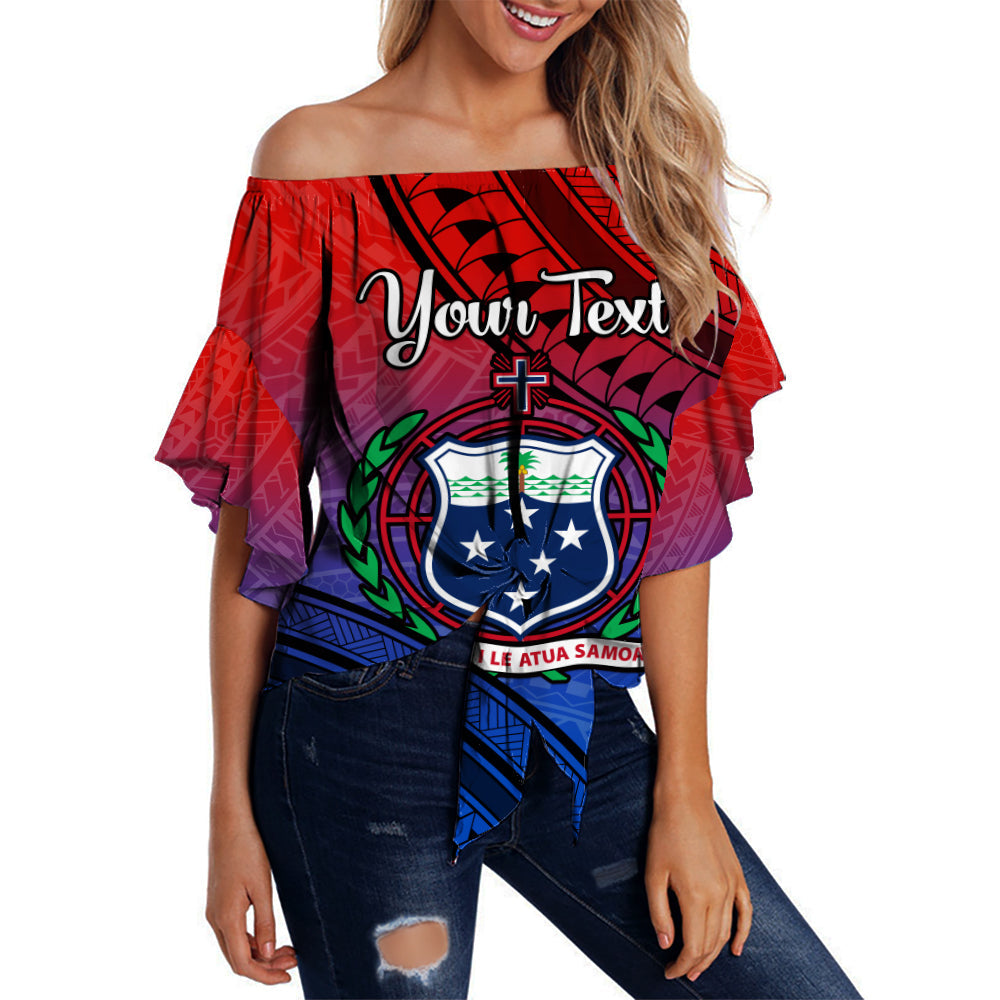 (Custom Personalised) Samoa Off Shoulder Waist Wrap Top Style Gradient Sporty Original LT13 Women Gradient - Polynesian Pride