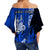 (Custom Personalised) New Caledonia Off Shoulder Waist Wrap Top Nautilus Blue Polynesian Hibiscus LT13 - Polynesian Pride