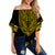 (Custom Personalised) Polynesian Off Shoulder Waist Wrap Top Dashiki With Polynesian Tattoo Royal Golden Version LT14 Women Black - Polynesian Pride