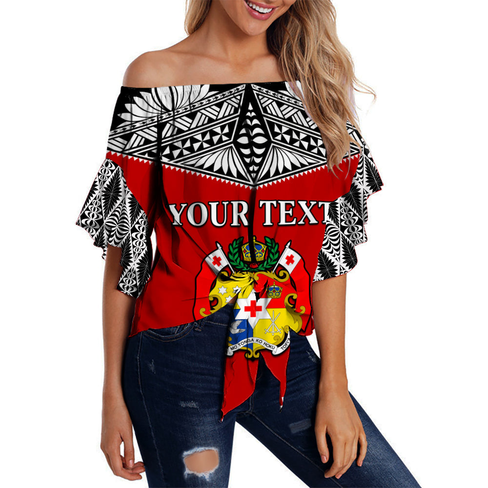 (Custom Personalised) Tonga Off Shoulder Waist Wrap Top Simple LT13 Women Red - Polynesian Pride