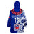 (Custom Text and Number) Toa Samoa Rugby Wearable Blanket Hoodie Siamupini Ula Fala Blue LT13 - Polynesian Pride